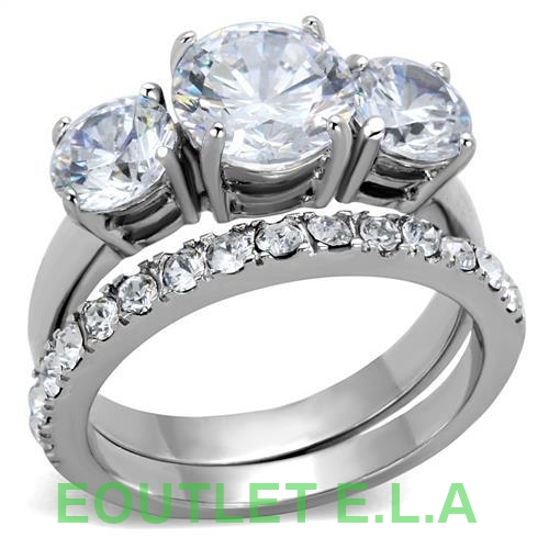 4.75CT CZ STAINLESS STEEL WEDDING SET-size 10